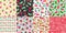 Set of seamless pattern with  berries. Floral botany texture