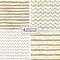 Set of seamless pattern gold and silver stripes, zigzag chevron, wavy stripe