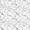 Set of seamless pattern with leaves and blueberries. Line drawing. Lines have different widths. Black-white. Vector