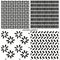 Set of seamless patterns - abstract asymmetrical bricks