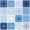 Set of seamless patterns - blue floral ornament