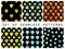 Set of seamless patterns with colorful diamonds. The faceted diamond.