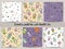 Set of seamless patterns with cute bubble tea or pearl tea.