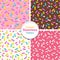 Set of seamless patterns of donut glaze with sprinkles