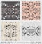 Set of seamless patterns floral with lily flowers and hearts. Gray, cream ivory and pastel orange. Vector.