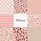 Set of seamless patterns. Geometric backgrounds with circles, waves, triangles in color live coral. Design of various surfaces.