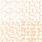 Set of seamless patterns of orange chains on white background.