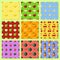 Set of seamless patterns with pixel fruits and berries
