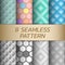 Set of seamless patterns. Repeatable graphic background.  Tileable swatches texture collection.  Textile ornament wallpaper.