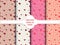 A set of seamless patterns for Valentine's Day measuring 1000 by 1000 pixels with hearts flowers. Doodle. Vector