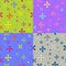 Set of seamless repeating patterns from color crosses