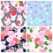 Set of seamless roses patterns.Vector illustration.