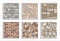 Set of seamless stone textures. Vector repeated patterns of 3D brick material