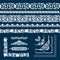 Set of seamless tape Patterns, corner and elements in the form of cotton in the Uzbek national style, vector mockup for design