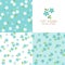 Set of Seamless turquoise flower patterns, cute floral texture.