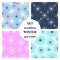Set of seamless vector patterns. Seasonal winter different background with snowflakes