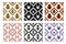 Set of seamless vector patterns, symmetrical geometric backgrounds with spider and ladybug.