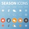 Set of season icons in flat design outline and long shadow .Vector