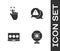 Set Security camera, Fingerprint, Laptop with password and Exclamation mark triangle icon. Vector
