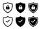 Set of security shield icon vector. Shields logotypes with padlock and checkmark