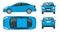 Set of Sedan Cars. Compact Hybrid Vehicle. Eco-friendly hi-tech auto. Isolated car, template for branding and