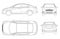 Set of Sedan Cars in outline. Compact Hybrid Vehicle. Eco-friendly hi-tech auto. Isolated car, template for branding and