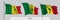 Set of Senegal waving flag on isolated background vector illustration