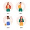 Set of sentinels MBTI person types. Socionics mbti. Personality test. Mind behavior concept. Flat vector illustration