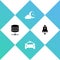 Set Server, Data, Web Hosting, Taxi car, Cloud with moon and stars and Rocket ship fire icon. Vector