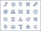 Set of Settings and Setup Vector Line Icons. Contains such Icons as Gear, Setting, Control, Iinstall, Options, Service