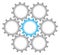 Set Of Seven Graphic Gears Gray And Blue