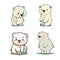 set of several cartoon polar bear cubs. For your design