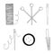 A set of sewing accessories in Doodle style.Outline drawing with a line.Needles, thread, pins.Coloring of sewing accessories.Women