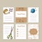 Set of sewing cards. Hand made creative templates for your design.