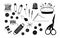 Set of sewing and embroidery tools and materials