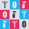 Set Shaving razor, Blade razor and Hairdresser pistol spray bottle icon. Vector