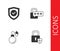 Set Shield security with lock, check mark, Bomb and Cyber icon. Vector