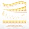 Set of shining golden musical keys and notes for design.golden piano keys and elements.Piano Keyboards Line Different Types Shape