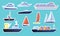 Set of ship stickers