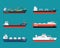 Set of ships in modern flat style.