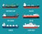 Set of ships in modern flat style.