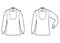 Set of Shirt cavalry Officer technical fashion illustration with bib, elbow fold long sleeves, relax fit, classic collar