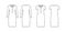 Set of Shirt dresses technical fashion illustration with henley neck, long, short sleeves, knee length, oversize body