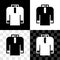 Set Shirt kurta icon isolated on black and white, transparent background. Vector