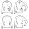 Set of Shirt wrap technical fashion illustration with bow tie closure, elbow folded long sleeves, classic collar, fitted