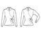 Set of Shirt wrap technical fashion illustration with bow tie closure, elbow folded long sleeves, classic collar, fitted