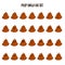 Set of shit emoji icons, smiling poop faces, poo emoticons, vector illustration.