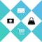 Set Shopping basket on laptop, cart, Credit card and Handbag icon. Vector