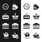 Set Shopping basket, Price tag with text Free, Discount percent, building and open, sale, Add to and cart icon. Vector