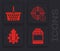 Set Shopping building or market store, Shopping basket, Target with dollar symbol and Arrow growth gear business icon